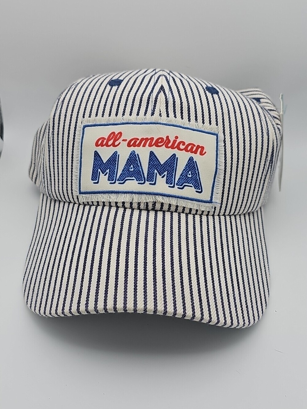 Southern Junkie "All American Mama" Hat Blue Stiped No Mesh New With Tags